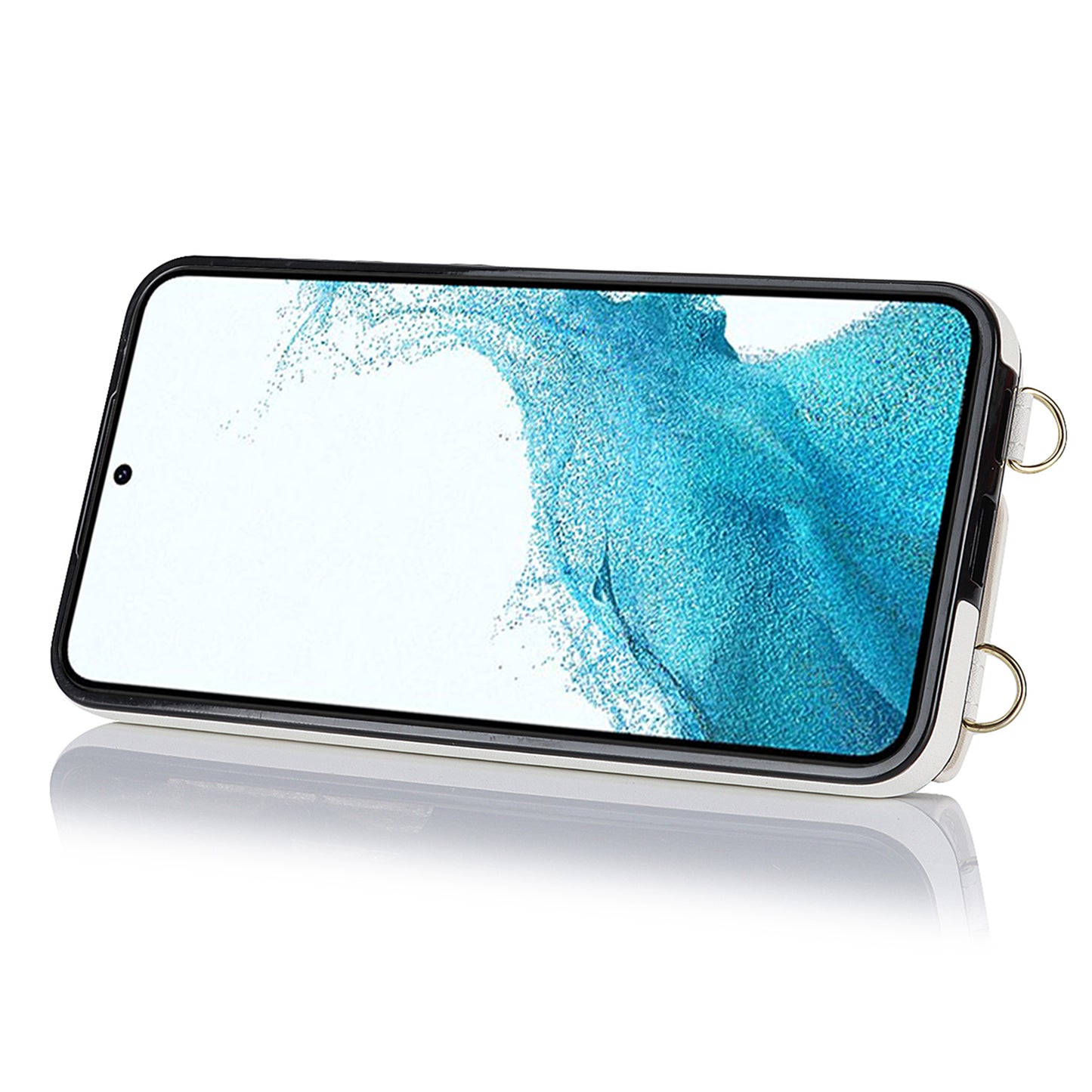 For Samsung Galaxy S22 5G Zipper Wallet Phone Cover Rotary Ring Kickstand PU Leather Coated TPU Case