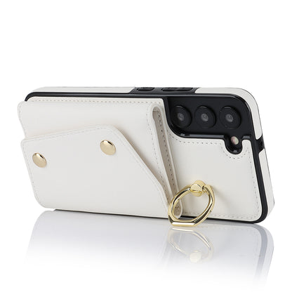 For Samsung Galaxy S22 5G Zipper Wallet Phone Cover Rotary Ring Kickstand PU Leather Coated TPU Case