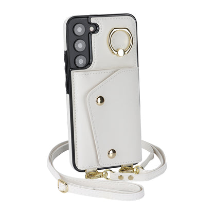 For Samsung Galaxy S22 5G Zipper Wallet Phone Cover Rotary Ring Kickstand PU Leather Coated TPU Case