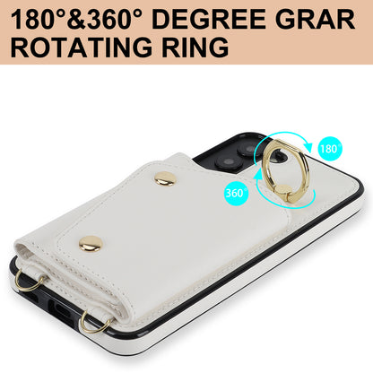 For Samsung Galaxy S22 5G Zipper Wallet Phone Cover Rotary Ring Kickstand PU Leather Coated TPU Case