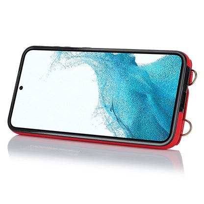 For Samsung Galaxy S22 5G Zipper Wallet Phone Cover Rotary Ring Kickstand PU Leather Coated TPU Case