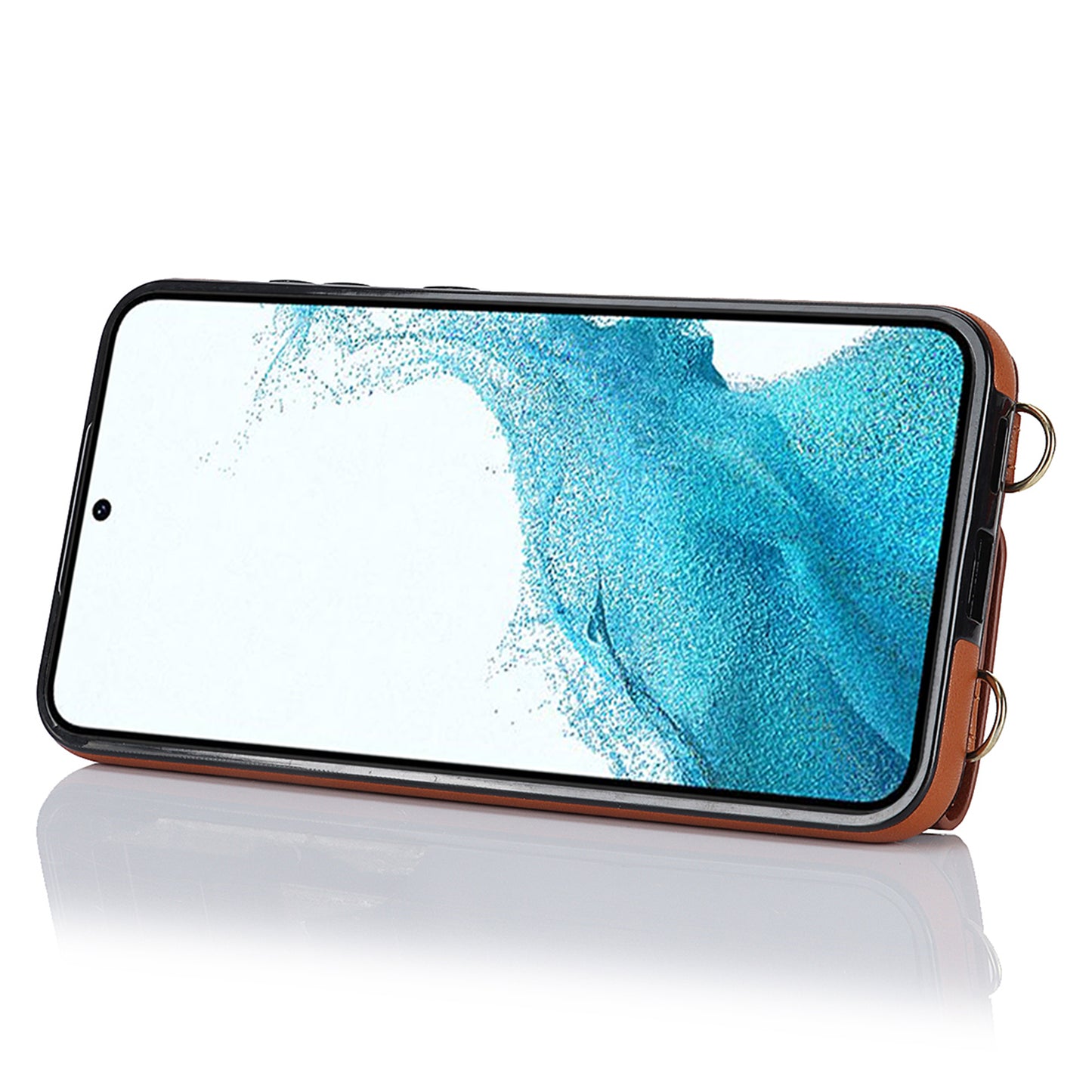 For Samsung Galaxy S22 5G Zipper Wallet Phone Cover Rotary Ring Kickstand PU Leather Coated TPU Case