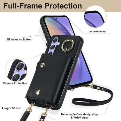 For Samsung Galaxy A54 5G Zipper Wallet Leather Coated TPU Case Rotary Ring Kickstand Phone Cover