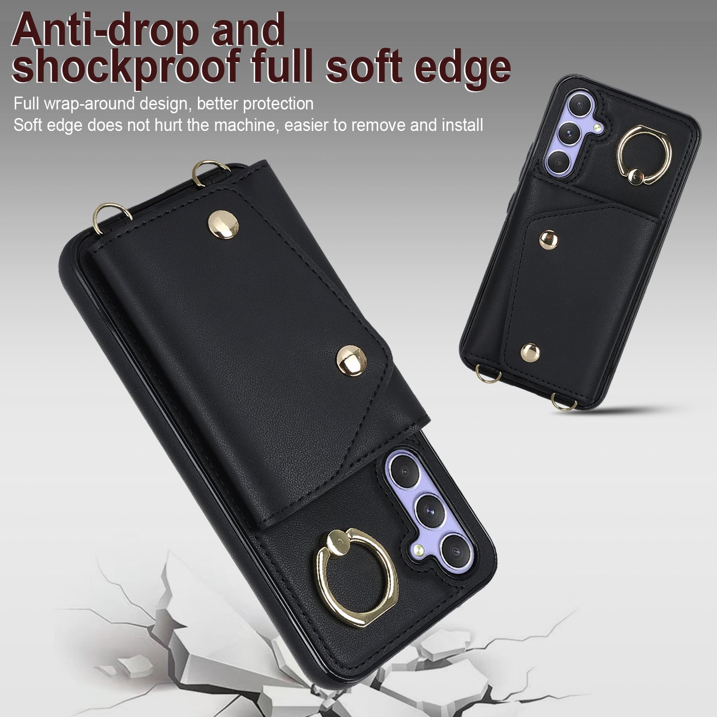 For Samsung Galaxy A54 5G Zipper Wallet Leather Coated TPU Case Rotary Ring Kickstand Phone Cover