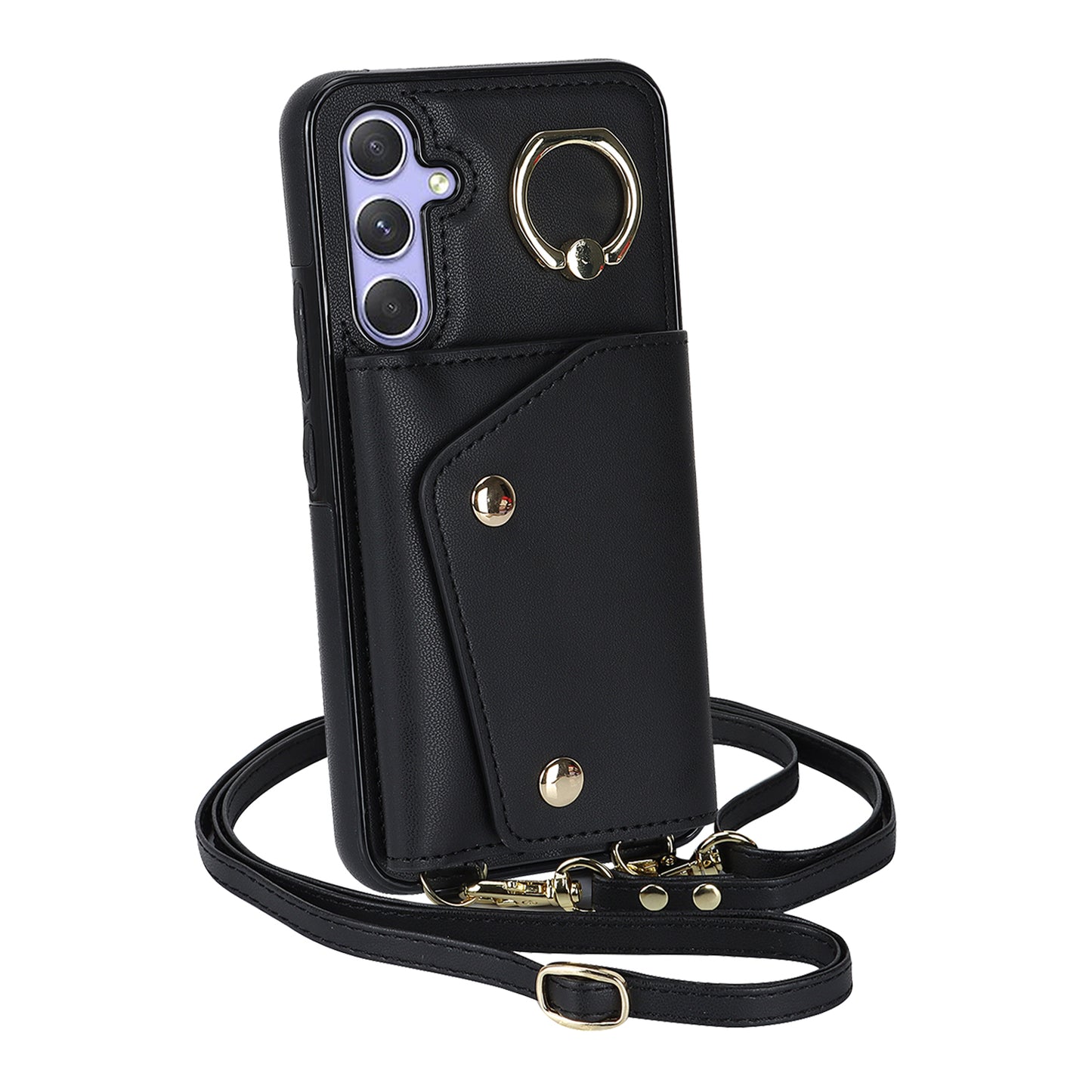 For Samsung Galaxy A54 5G Zipper Wallet Leather Coated TPU Case Rotary Ring Kickstand Phone Cover