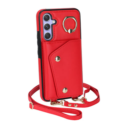 For Samsung Galaxy A54 5G Zipper Wallet Leather Coated TPU Case Rotary Ring Kickstand Phone Cover