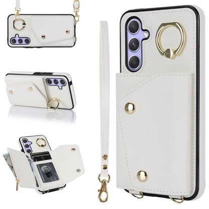 For Samsung Galaxy A54 5G Zipper Wallet Leather Coated TPU Case Rotary Ring Kickstand Phone Cover