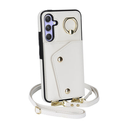 For Samsung Galaxy A54 5G Zipper Wallet Leather Coated TPU Case Rotary Ring Kickstand Phone Cover