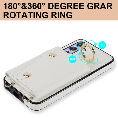 For Samsung Galaxy A54 5G Zipper Wallet Leather Coated TPU Case Rotary Ring Kickstand Phone Cover