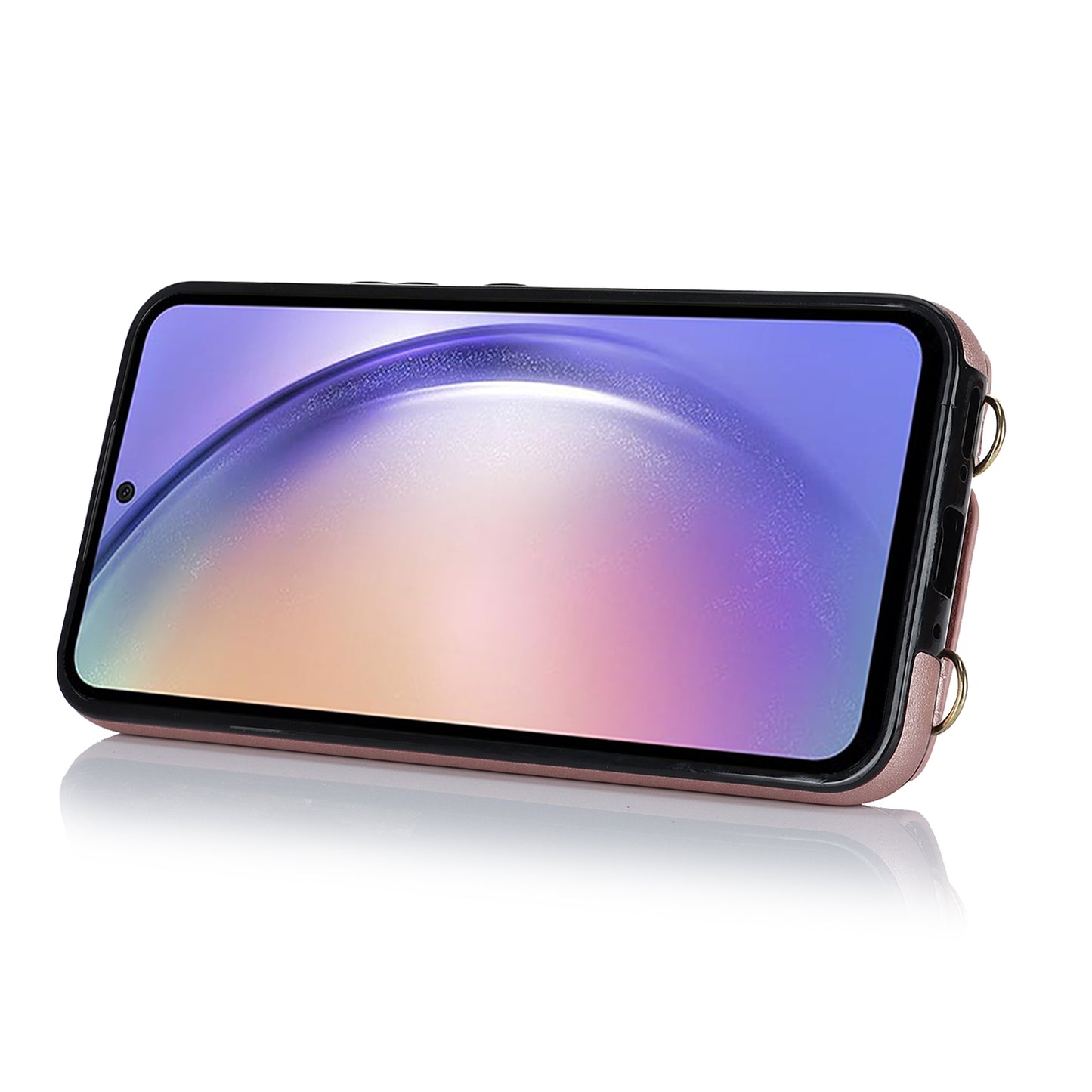 For Samsung Galaxy A54 5G Zipper Wallet Leather Coated TPU Case Rotary Ring Kickstand Phone Cover