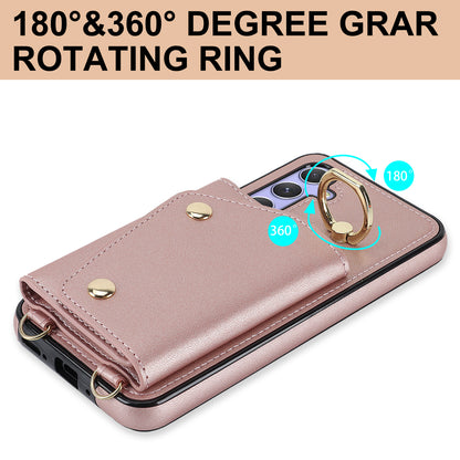 For Samsung Galaxy A54 5G Zipper Wallet Leather Coated TPU Case Rotary Ring Kickstand Phone Cover