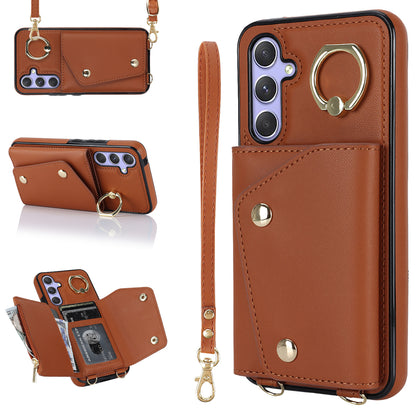 For Samsung Galaxy A54 5G Zipper Wallet Leather Coated TPU Case Rotary Ring Kickstand Phone Cover