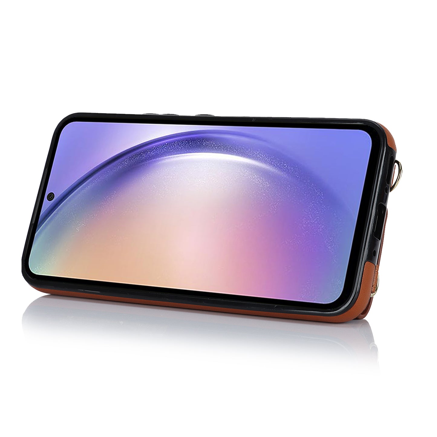 For Samsung Galaxy A54 5G Zipper Wallet Leather Coated TPU Case Rotary Ring Kickstand Phone Cover