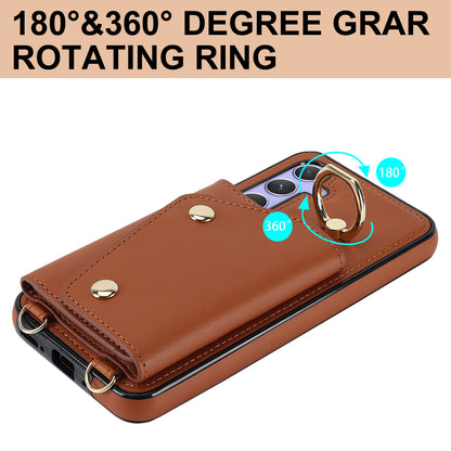 For Samsung Galaxy A54 5G Zipper Wallet Leather Coated TPU Case Rotary Ring Kickstand Phone Cover