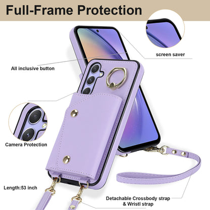 For Samsung Galaxy A54 5G Zipper Wallet Leather Coated TPU Case Rotary Ring Kickstand Phone Cover