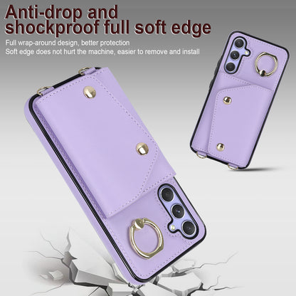 For Samsung Galaxy A54 5G Zipper Wallet Leather Coated TPU Case Rotary Ring Kickstand Phone Cover