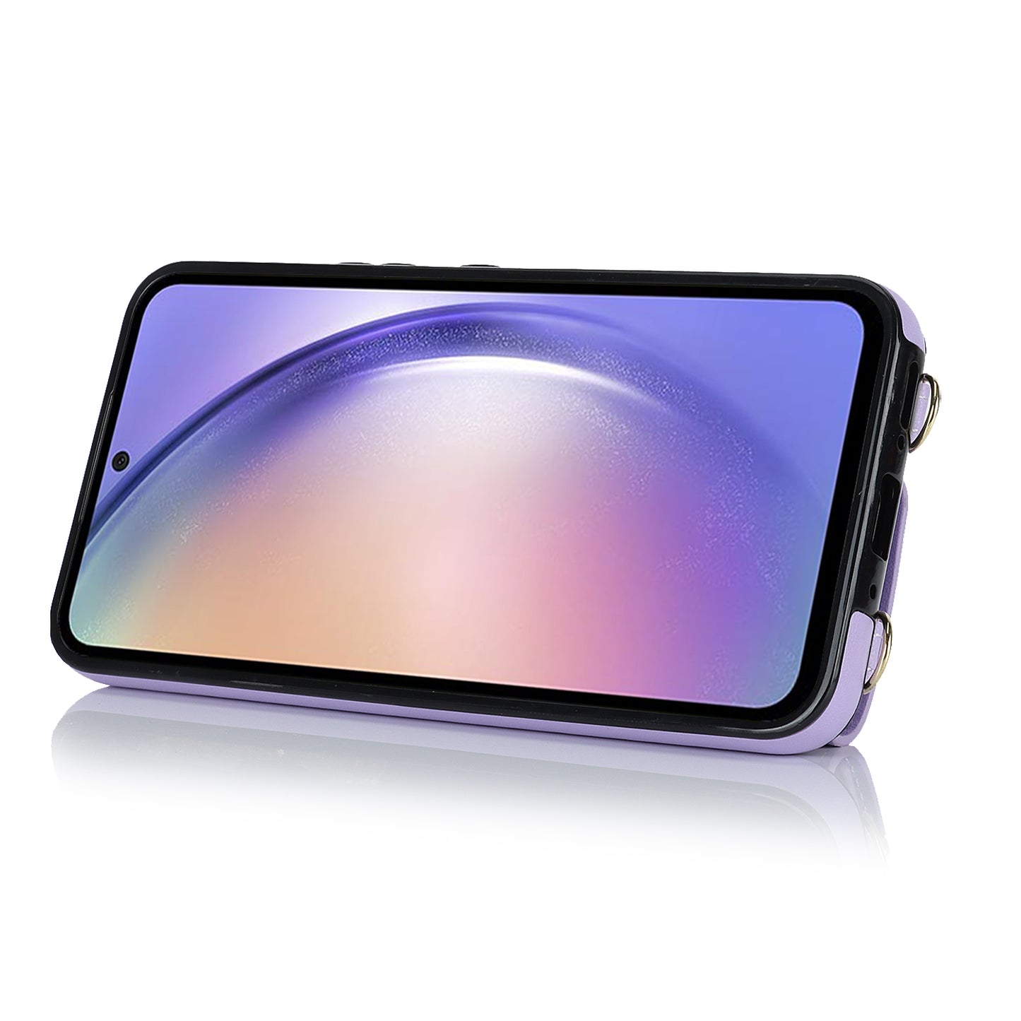 For Samsung Galaxy A54 5G Zipper Wallet Leather Coated TPU Case Rotary Ring Kickstand Phone Cover