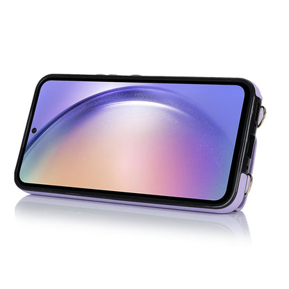 For Samsung Galaxy A54 5G Zipper Wallet Leather Coated TPU Case Rotary Ring Kickstand Phone Cover