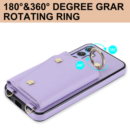 For Samsung Galaxy A54 5G Zipper Wallet Leather Coated TPU Case Rotary Ring Kickstand Phone Cover