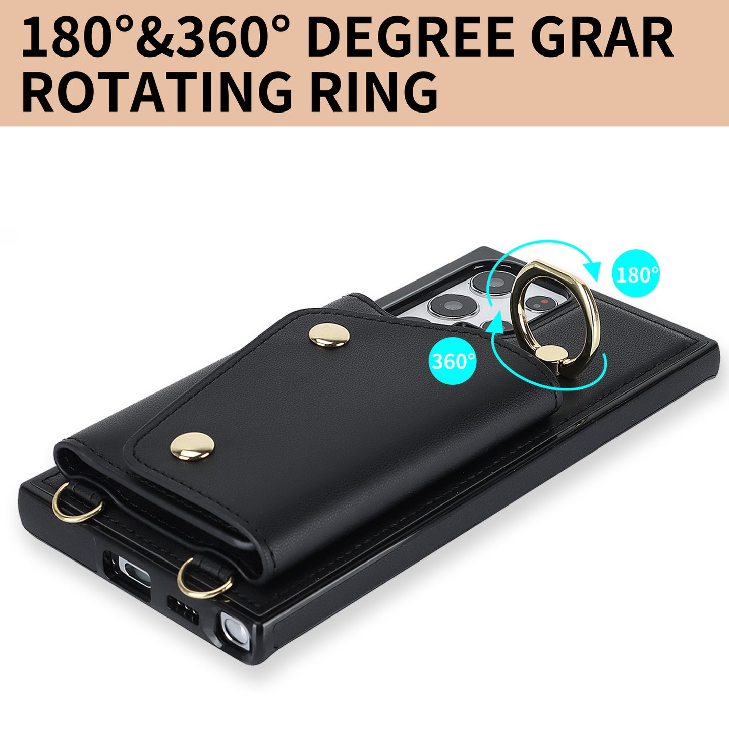 Zipper Wallet Phone Case for Samsung Galaxy S22 Ultra 5G PU Leather Coated TPU Cover with Ring Kickstand