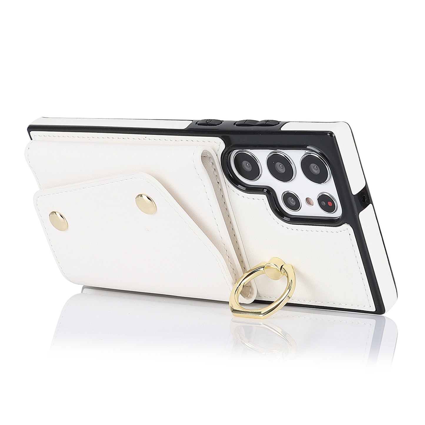 Zipper Wallet Phone Case for Samsung Galaxy S22 Ultra 5G PU Leather Coated TPU Cover with Ring Kickstand