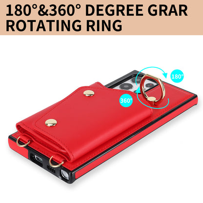 Zipper Wallet Phone Case for Samsung Galaxy S22 Ultra 5G PU Leather Coated TPU Cover with Ring Kickstand