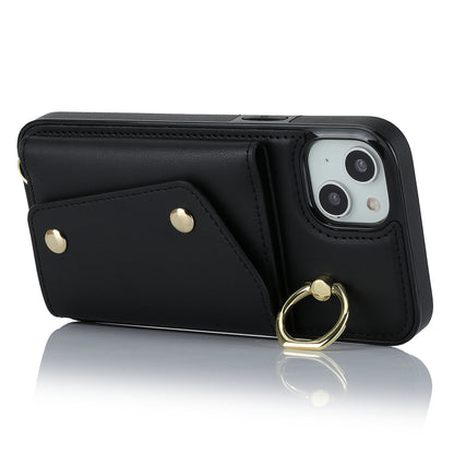 For iPhone 12 mini Leather Coated TPU Phone Kickstand Case Zipper Wallet Crossbody Phone Cover
