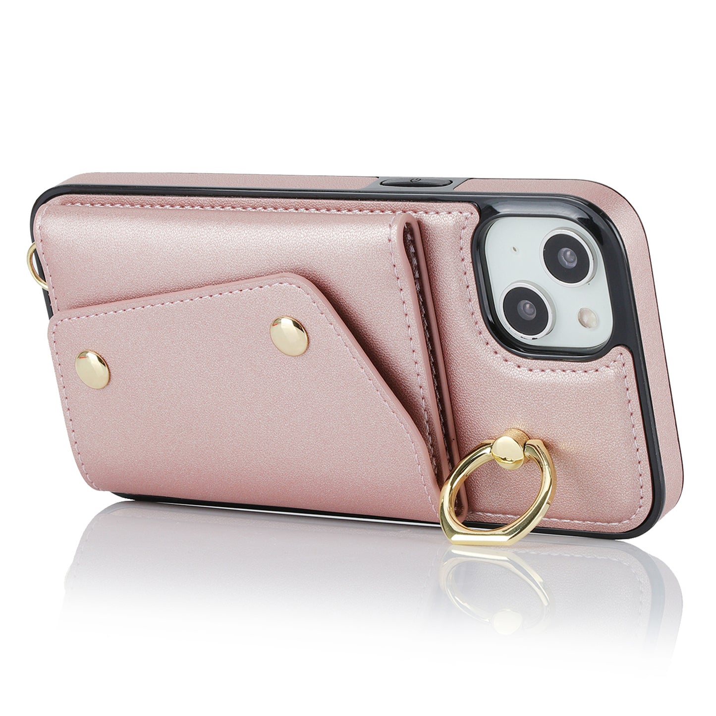 For iPhone 12 mini Leather Coated TPU Phone Kickstand Case Zipper Wallet Crossbody Phone Cover