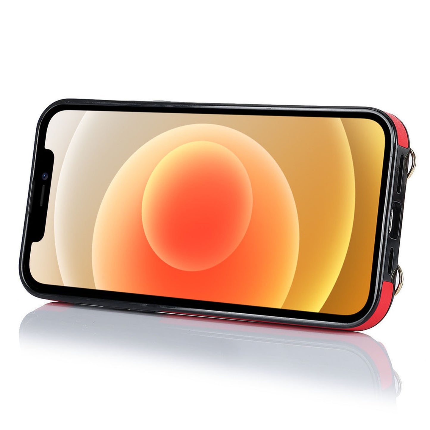 For iPhone 12 mini Leather Coated TPU Phone Kickstand Case Zipper Wallet Crossbody Phone Cover