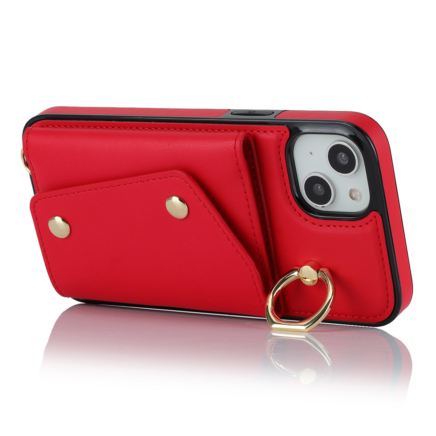 For iPhone 12 mini Leather Coated TPU Phone Kickstand Case Zipper Wallet Crossbody Phone Cover