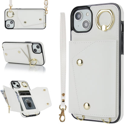 For iPhone 12 mini Leather Coated TPU Phone Kickstand Case Zipper Wallet Crossbody Phone Cover