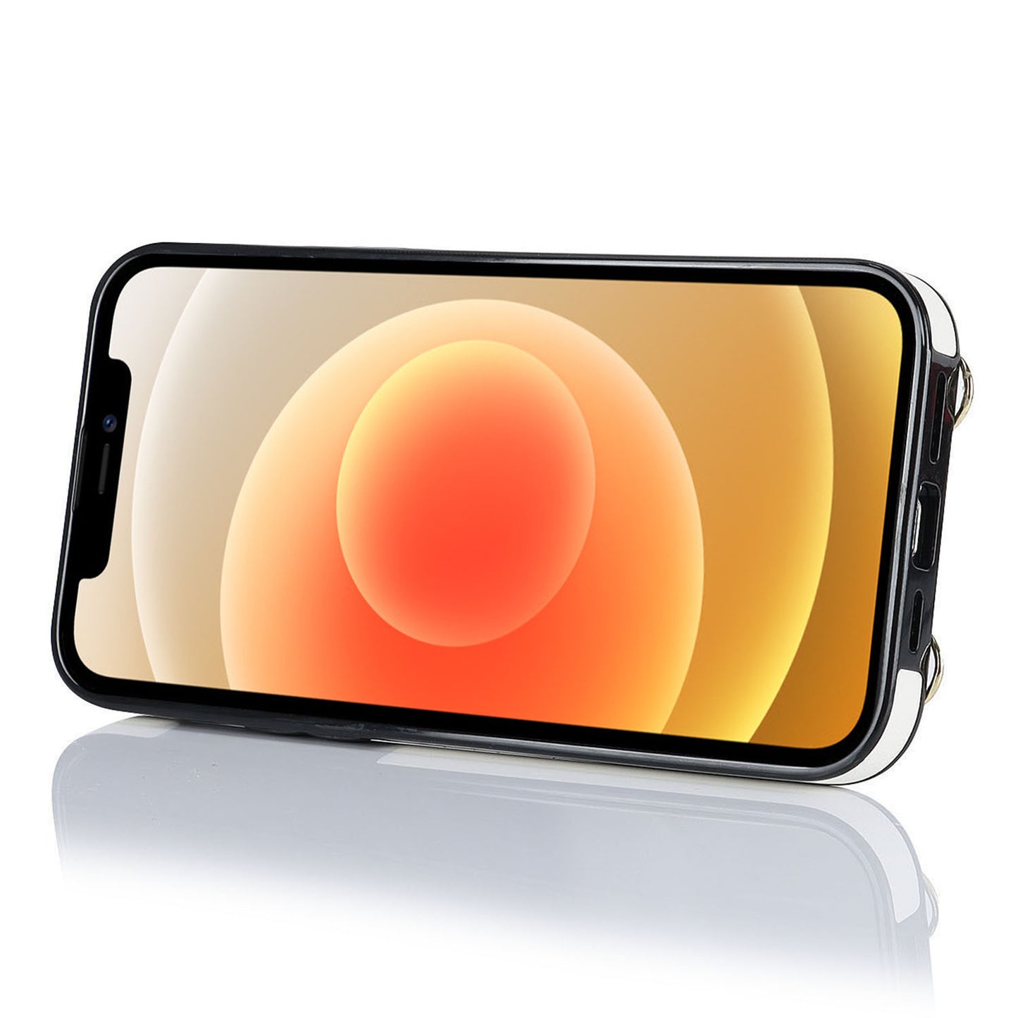 For iPhone 12 mini Leather Coated TPU Phone Kickstand Case Zipper Wallet Crossbody Phone Cover