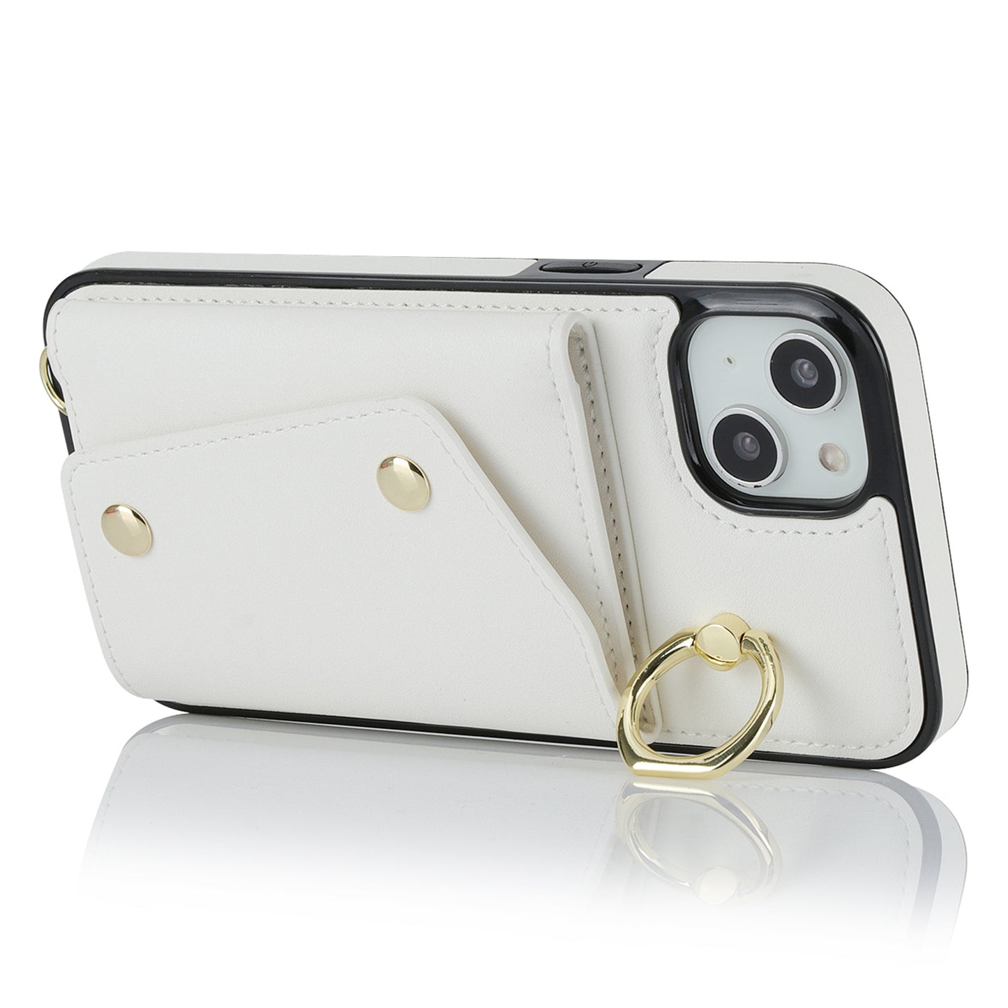 For iPhone 12 mini Leather Coated TPU Phone Kickstand Case Zipper Wallet Crossbody Phone Cover