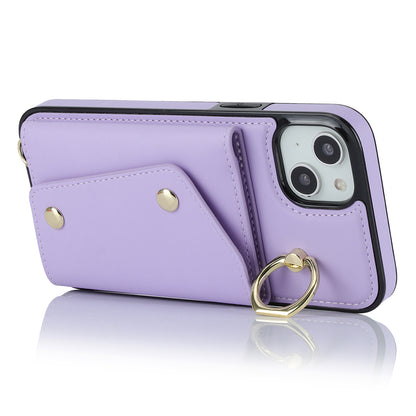 For iPhone 12 mini Leather Coated TPU Phone Kickstand Case Zipper Wallet Crossbody Phone Cover
