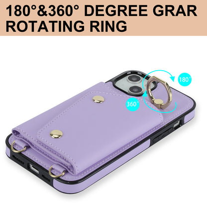 For iPhone 12 mini Leather Coated TPU Phone Kickstand Case Zipper Wallet Crossbody Phone Cover