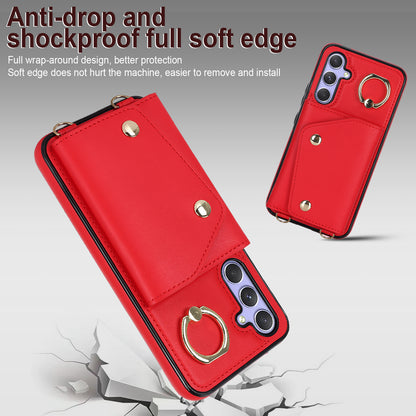 Phone Case for Samsung Galaxy A14 5G PU Leather Coated TPU Cover with Zipper Wallet Kickstand
