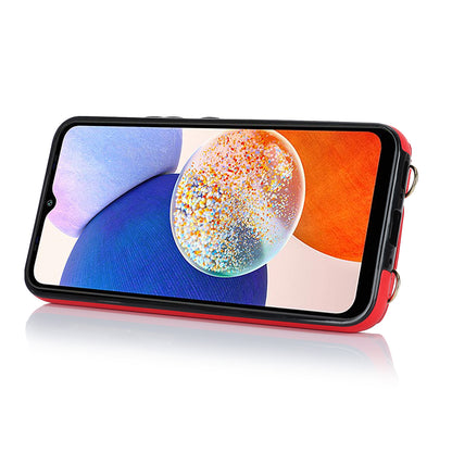 Phone Case for Samsung Galaxy A14 5G PU Leather Coated TPU Cover with Zipper Wallet Kickstand