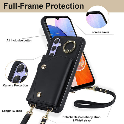 Phone Case for Samsung Galaxy A14 5G PU Leather Coated TPU Cover with Zipper Wallet Kickstand