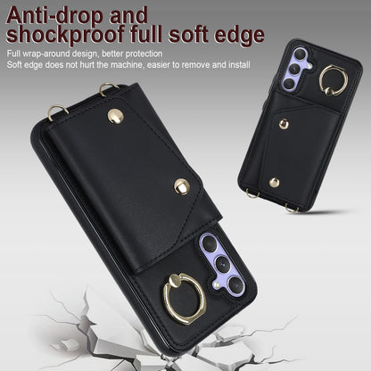 Phone Case for Samsung Galaxy A14 5G PU Leather Coated TPU Cover with Zipper Wallet Kickstand