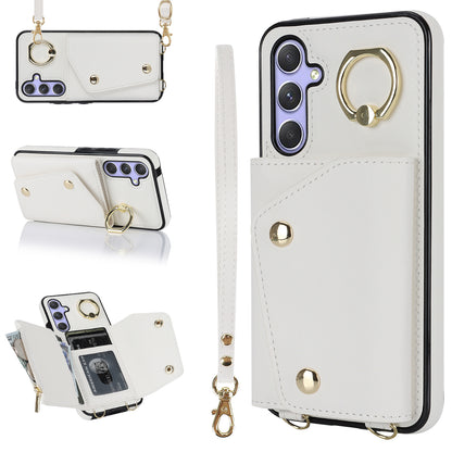Phone Case for Samsung Galaxy A14 5G PU Leather Coated TPU Cover with Zipper Wallet Kickstand