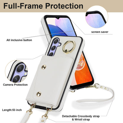 Phone Case for Samsung Galaxy A14 5G PU Leather Coated TPU Cover with Zipper Wallet Kickstand