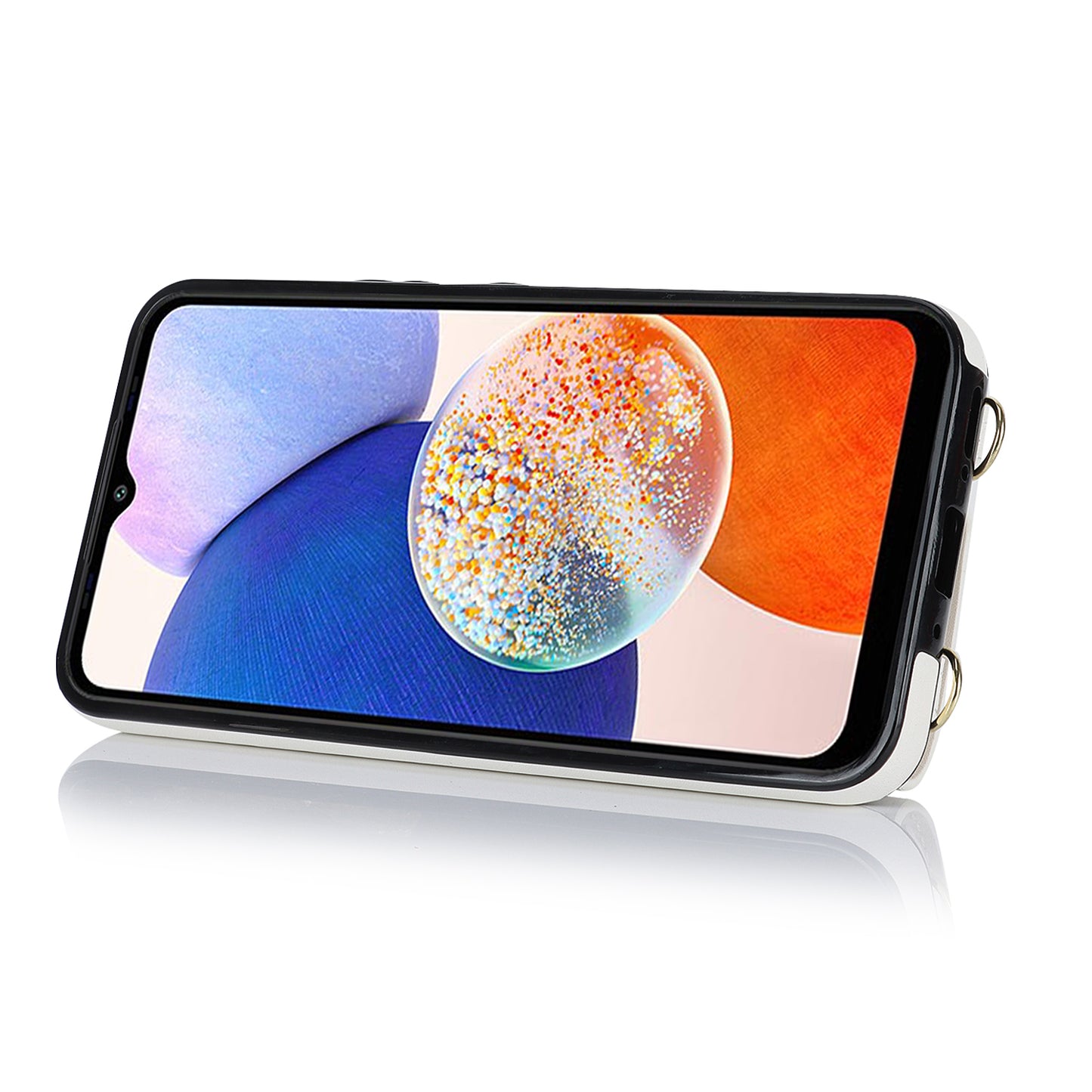 Phone Case for Samsung Galaxy A14 5G PU Leather Coated TPU Cover with Zipper Wallet Kickstand