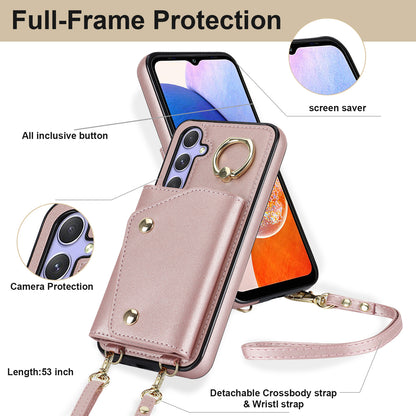 Phone Case for Samsung Galaxy A14 5G PU Leather Coated TPU Cover with Zipper Wallet Kickstand