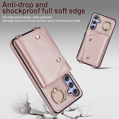 Phone Case for Samsung Galaxy A14 5G PU Leather Coated TPU Cover with Zipper Wallet Kickstand