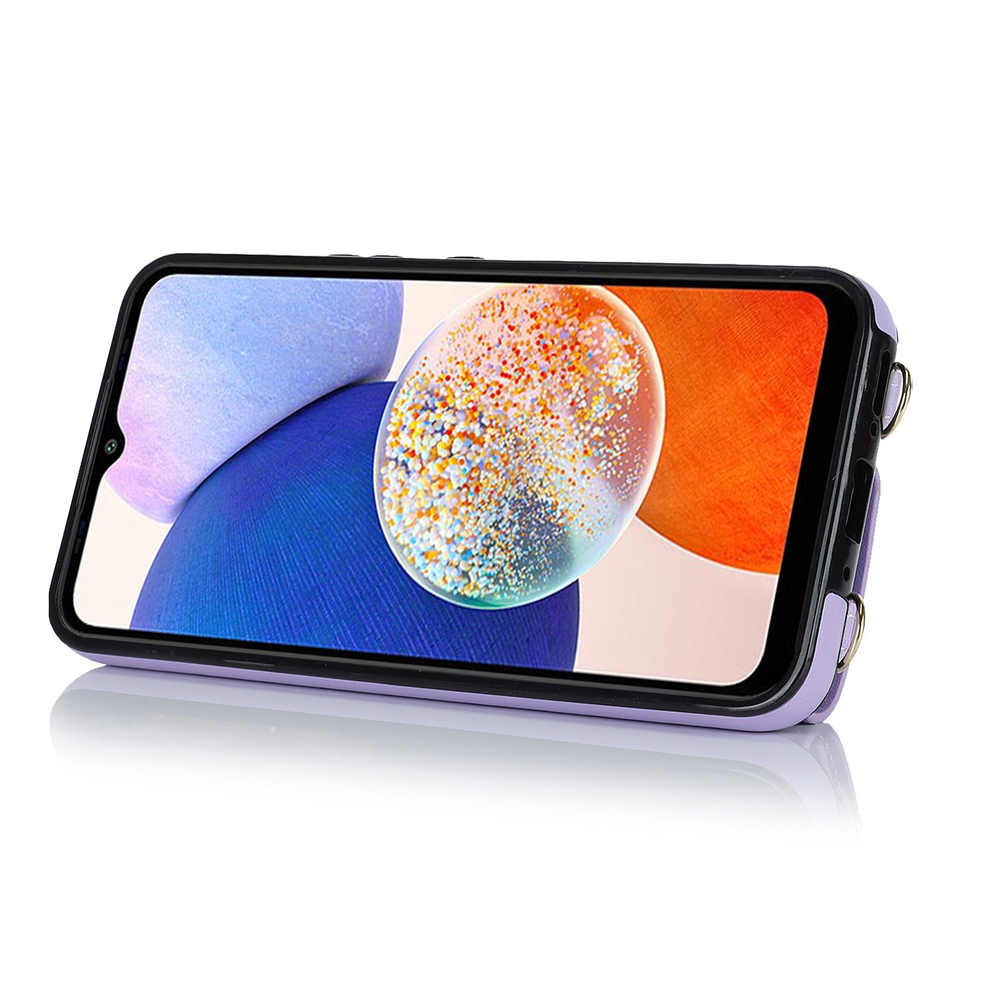 Phone Case for Samsung Galaxy A14 5G PU Leather Coated TPU Cover with Zipper Wallet Kickstand