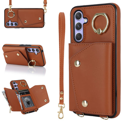 Phone Case for Samsung Galaxy A14 5G PU Leather Coated TPU Cover with Zipper Wallet Kickstand