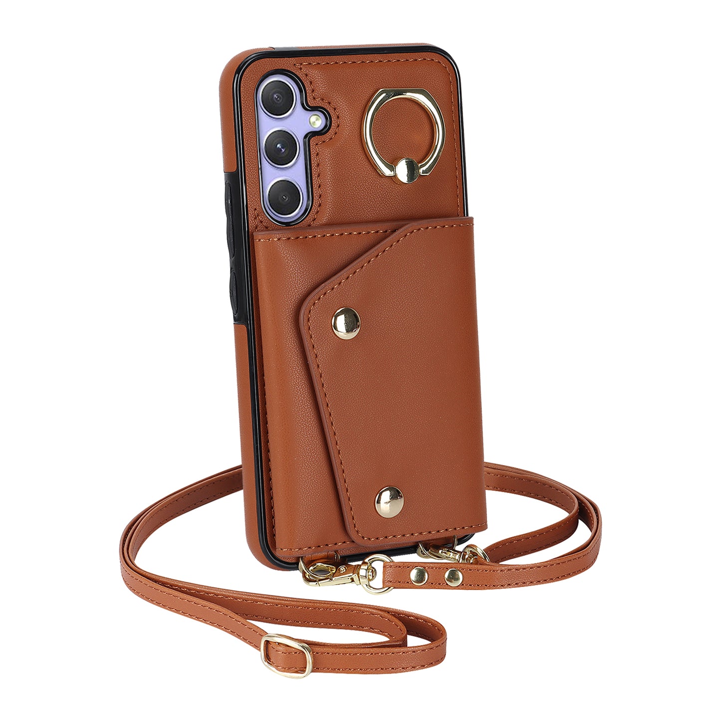 Phone Case for Samsung Galaxy A14 5G PU Leather Coated TPU Cover with Zipper Wallet Kickstand