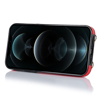 Crossbody Phone Case for iPhone 12 Pro Max Ring Kickstand Zipper Wallet PU Leather Coated TPU Cover