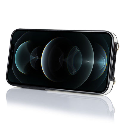 Crossbody Phone Case for iPhone 12 Pro Max Ring Kickstand Zipper Wallet PU Leather Coated TPU Cover