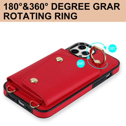 Phone Case with Zipper Wallet for iPhone 12 Pro Ring Kickstand PU Leather Coated TPU Back Cover